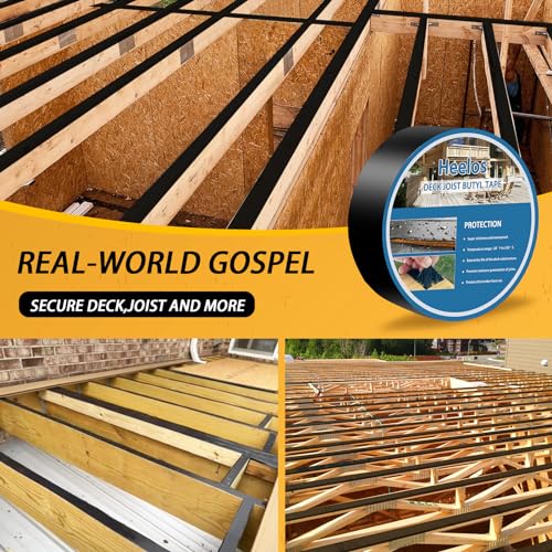 Heelos Butyl Joist Deck Tape 4"×50,1 Pack Weather-Resistant Deck Joist Tape Waterproof Flashing Tape, Self-Adhesive Joist Tape Decking for Wood Decks Joist Beams Roof