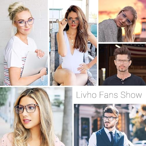 livho 3 Pack Blue Light Blocking Glasses, Computer Reading/Gaming/TV/Phones Glasses for Women Men,Anti Eyestrain & UV Glare (Light Black x3)