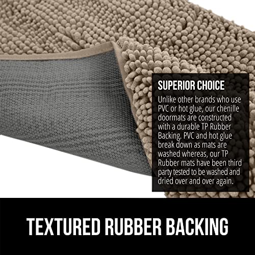 Gorilla Grip Soak Stopper Washable Chenille Dog Doormat, Muddy Paws, Dogs Bed Mats, Rubber Backing, Absorbent Quick Dry Microfiber, Inside Front Door Mat, 70x24, Light Gray