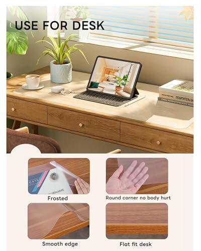 YSAGi Clear Desk mat, 48x24 inch Clear Desk Pad for Keyboard and Mouse, Desk Cover Clear Protector, Large Mouse Pad for Desk, Frosted Transparent Desk Mat for Office and Home Desktop (48x24 inch)