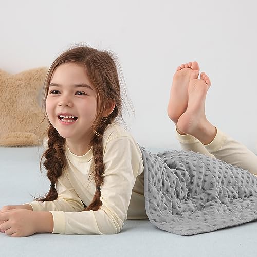 Sivio Weighted Lap Blanket for Kids, Minky Dots Children Weighted Blanket,Soft and Cozy Cooling Heavy Blanket for Sleeping, Calm and Nap, School and Home,2lbs 20 x 30inches, Grey
