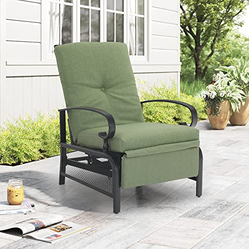 Sophia & William Outdoor Recliner Patio Lounge Chair Adjustable Reclining Chair with Removable Cushion and Metal Frame for Lawn Pool Garden Backyard, Navy