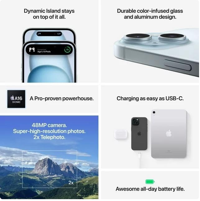 Apple iPhone 15, 128GB, Pink - Unlocked (Renewed Premium)