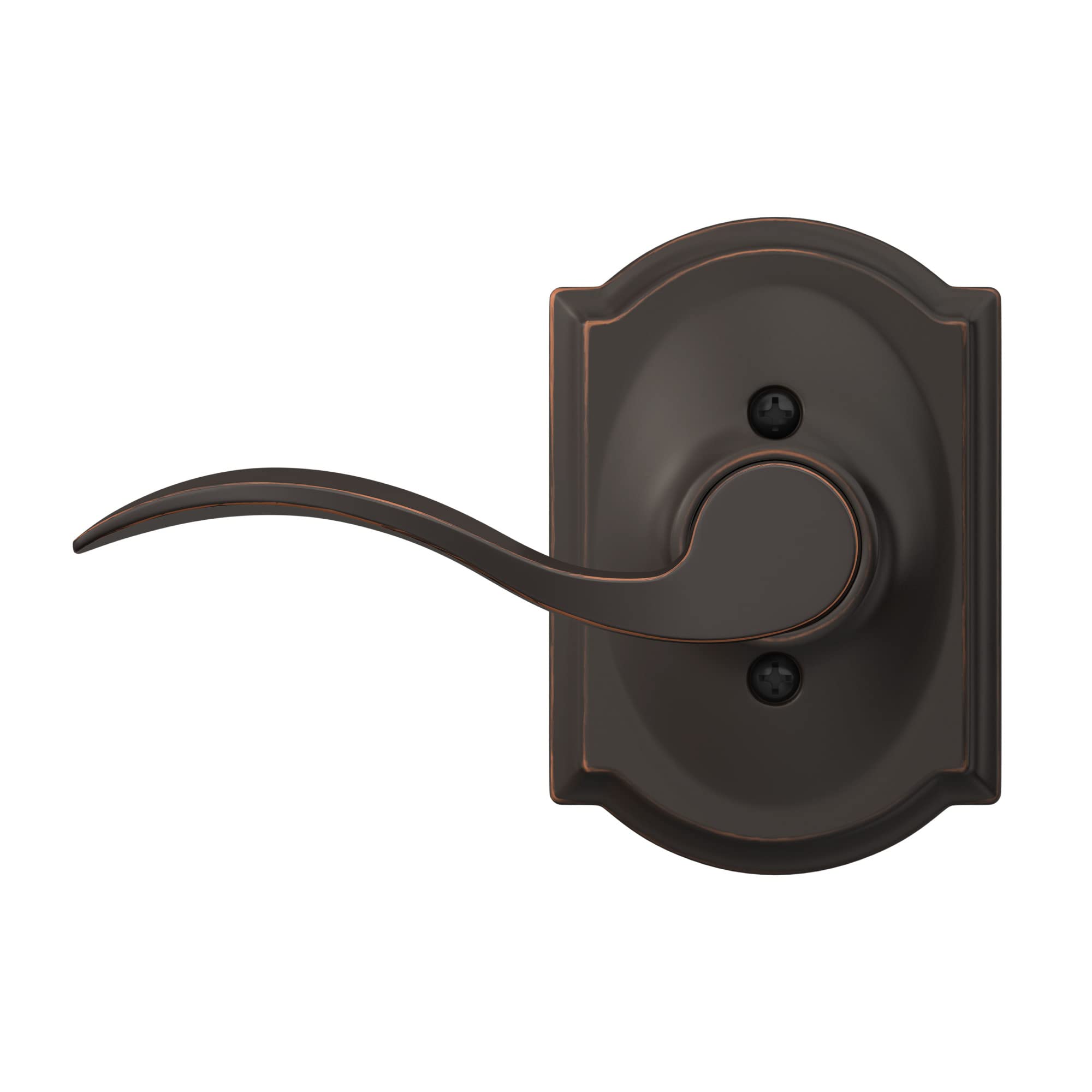 Schlage F10 ACC 716 CAM Accent Door Lever with Camelot Trim, Hall & Closet Passage Lock, Aged Bronze