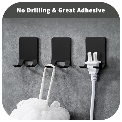 Razor Holder Shaver Hook Hanger Stand Self Adhesive Stainless Steel Utility Storage Hook Shower Hook For Razor Bathroom Kitchen Organizer For Plug Robe Towel Loofah Bathrobe Coat-4 Packs (Black)