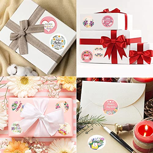 48Pcs Mothers Day Stickers Happy Mother's Day Label Stickers Flowers Hearts Envelope Seals Stickers Self-Adhesive Mom Stickers for Gifts Boxes Present Packages Candy Cookie Bags Wrap Cards Decor