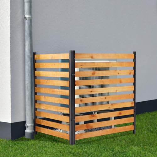 Svarog Air Conditioner Fence,Wood Fence Panels for Outside Units,Privacy Screen Fence Panels Slatted No-Dig Kit Fence Panels for Pool Equipment Enclosure Trash Can Fence Screen,38" W x 42" H,2 Panels