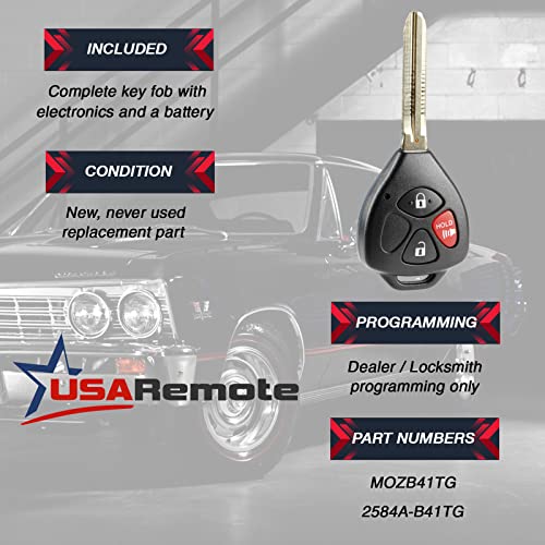 Car Key Fob Keyless Entry Remote fits Toyota 2007-2013 Yaris, 2005-2010 Scion TC (MOZB41TG, 2584A-B41TG)