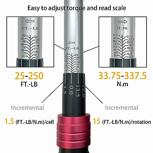 SuZhi 1/2-Inch Drive Click Torque Wrench Set 10-160FT-LB/13.6-217.1Nm, Garage Car & Motorcycle, Spark Plug, Wheel, Oil change.