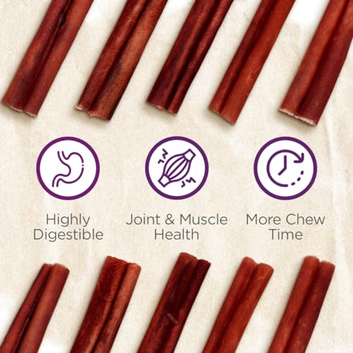 Natural Farm Odor-Free Super Collagen Dog Chews (3-5 Inch, 10-Pack) The First Ever Real Bull Sticks Alternative: 100% Natural Angus Hide Collagen Treats - More Protein, More Chew Time for All Dogs