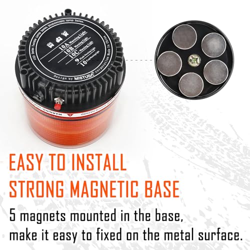 LE-JX Amber/White Wireless Rotating Beacon Orange Battery Led Strobe Warning Light Roof Top Plow Hazard Flash Emergency Lights 12V with Magnetic Base Mount and Rechargeable Plug(Yellow/White, 18 LED)