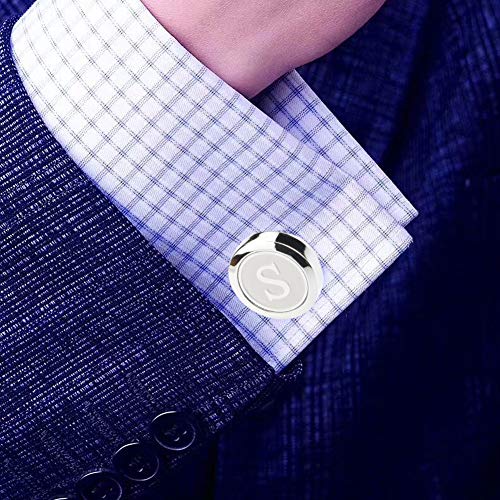 Dannyshi Mens Classic Stainless Steel Initial Cufflinks 26 Alphabet Initial Letter Cufflinks Business Wedding Shirts A-Z (W)