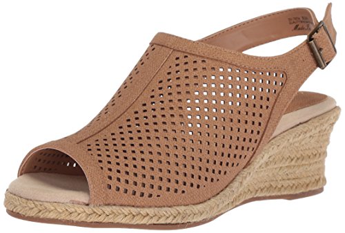 Easy Street Women's Stacy Wedge Sandal, Blush Linen Print, 7 Wide