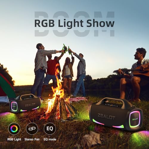 ZEALOT Bluetooth Speaker,100W Booming Sound Speakers Bluetooth Wireless, Dual Pairing, XBass, Bluetooth 5.3, 24000mAh Power Bank, Portable Outdoor Waterproof Speaker for Camping, Beach, and Party