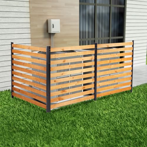 Svarog Air Conditioner Fence,Wood Fence Panels for Outside Units,Privacy Screen Fence Panels Slatted No-Dig Kit Fence Panels for Pool Equipment Enclosure Trash Can Fence Screen,38" W x 42" H,2 Panels