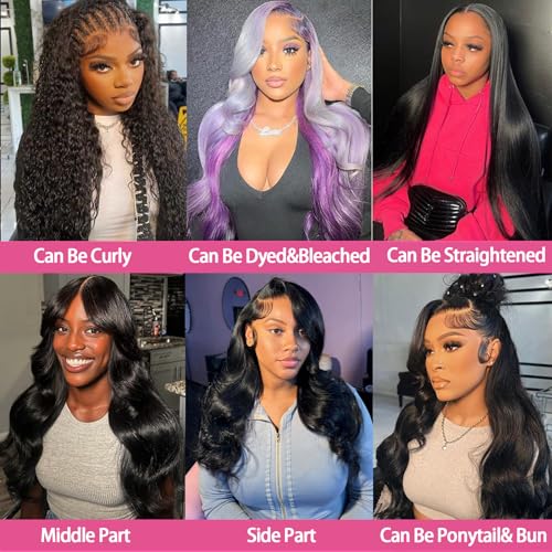 Ghios 13x4 Body Wave Lace Front Wigs Human Hair 180 Density Hd Lace Front Wigs Human Hair Body Wave Wigs Brazilian Human Hair Pre Plucked with Baby Hair for Women 22 Inch