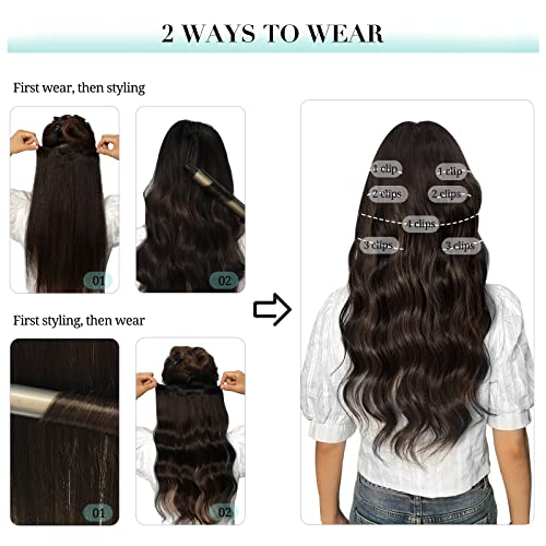 DOORES Hair Extensions Real Human Hair, Balayage Ash Blonde Highlighted Platinum Blonde 24 Inch 120g 7pcs, Hair Extensions Real Human Hair Clip in Remy Hair Extensions Natural Hair Extensions Straight