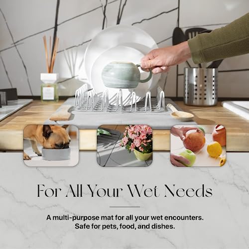 TOSORO - Stone Bath Mat, Diatomaceous Earth Non-Slip Stone Shower Mat - Quick Drying Absorbent Bath Stone Mat - Elegant & Modern Design, Easy to Clean (23.5 x 15 Graphite)