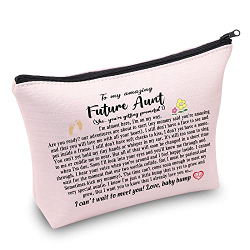 CMNIM Future Aunt Gifts Aunt Announcement Gifts New Aunt Makeup Bag Auntie To Be Gifts Aunt Cosmetic Bag (Future Aunt Makeup Bag)