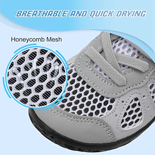 L-RUN Boys & Girls Sports Tennis Shoes Athletic Sneakers Toddler Breathable Shoes White M US 5-5.5 Toddler