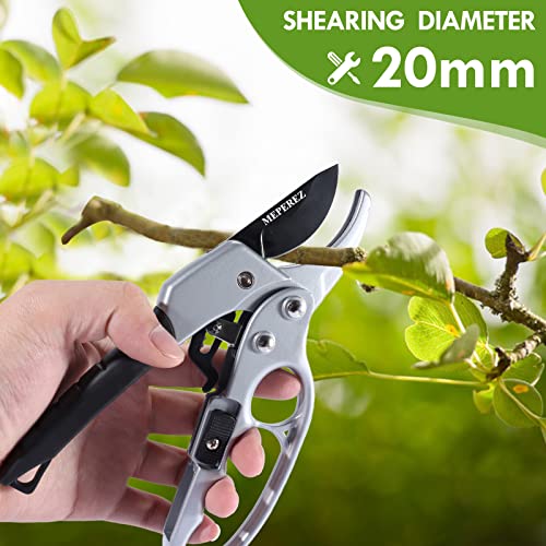 MEPEREZ Labor Saving Peuning shears, Work 3 Times Easier, Arthritis Weak Hand Snips (Red, Modern, 1, ST-4)