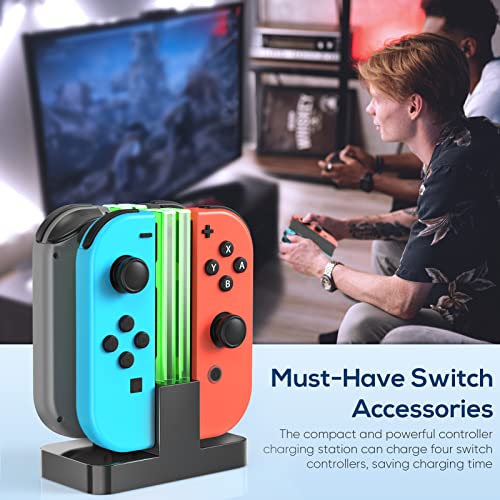 Charging Dock Replacement for Switch & Charger for Switch OLED for Joy Cons, Charging Station for Switch with a USB Type-C Charging Cord- Black