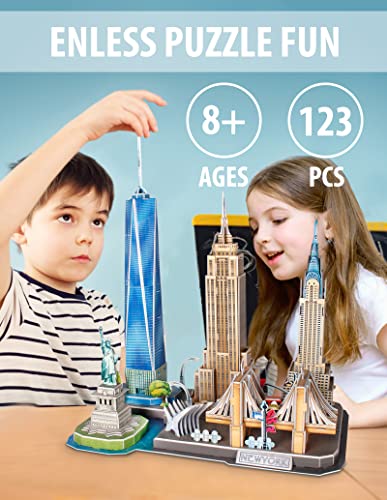 CubicFun 3D Puzzle - Puzzles for Kids Ages 8-10 New York City STEM Projects Arts and Crafts for Kids Ages 8-12 - Toys for Girls 8-10 - 8 Year Old Girl Easter Gift for Kids 8-12
