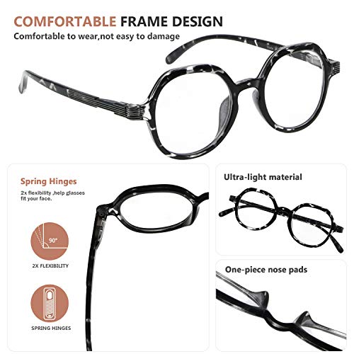 Eyekepper 4 Packing Retro Design Glasses for Women Reading - Vintage Reading Eyeglasses Small Lens Readers Men +4.00