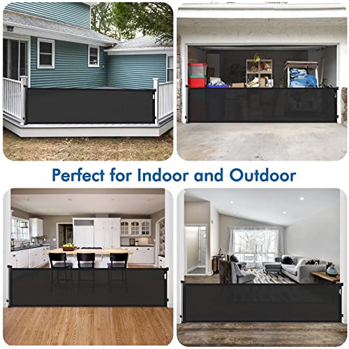 Retractable Baby Gates Extra Wide 70" Wide Retractable Gate Outdoor Dog Gate Indoor Baby Gate Mesh Baby Gate Retractable Gates for Kids or Pets, Outdoor Gates for Decks Baby Gates for Doorways, Black