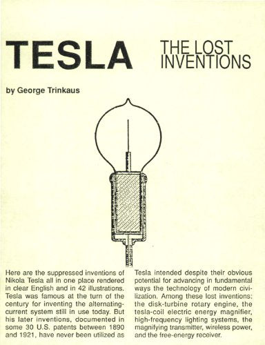 Tesla : The Lost Inventions (Tesla Technology Series)