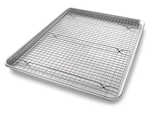 USA Pan Jelly Roll Baking Pan and Bakeable Cooling Rack, Nonstick Commercial Quality