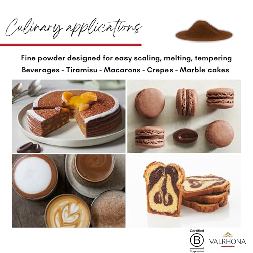 Valrhona Dark French Cocoa Powder. Chef’s Choice Cocoa Powder. Warm, Red Color, Pure, Dark, Intense Flavor. Poudre de Cacao. Great for Desserts and Hot Chocolate. Kosher. 250g (Pack of 2)
