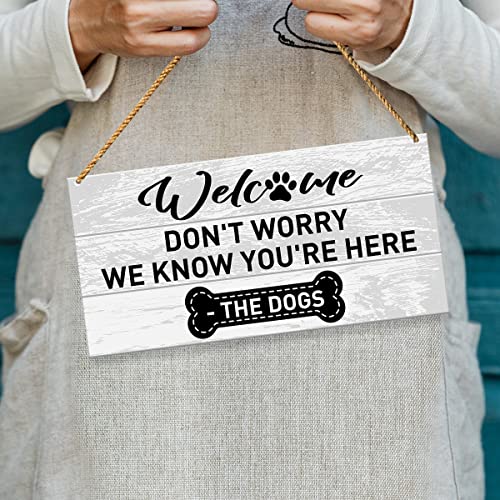 Funny Dog Welcome Sign for Front Door, Depends on If The Dogs Like You, Dog Welcome Sign for Home Porch Decor, Dog Sign for Gate Fence Yard Home Decoration, Dog Dad Mom Owner Lover Gifts