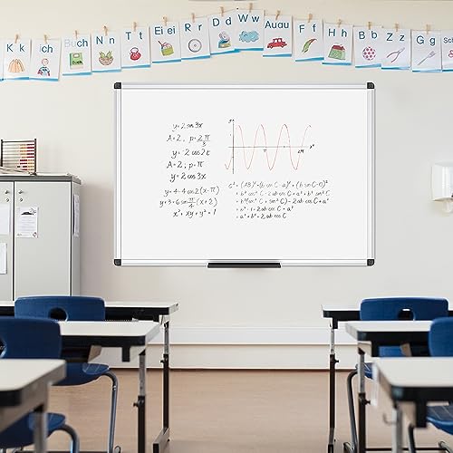 VIZ-PRO Dry Erase Board/Whiteboard, 36 X 24 Inches, Wall Mounted Board for School Office and Home