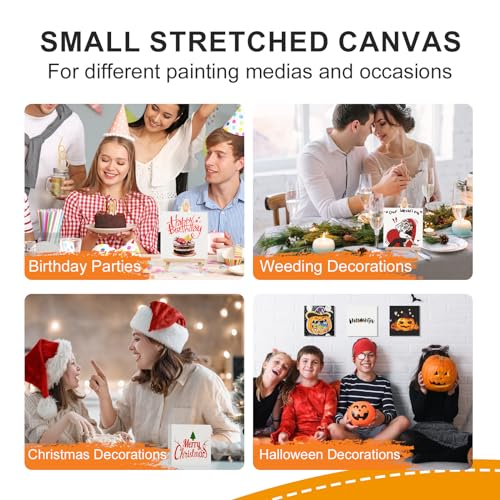 ESRICH Small Canvases for Painting, 6 Pack Canvas 5x7 Inch Stretched Canvas 2/5" Profile Primed Acid Free Painting Canvas for Kids for Oil Paint,Watercolor,Acrylic Paint,Gouache &Tempera.