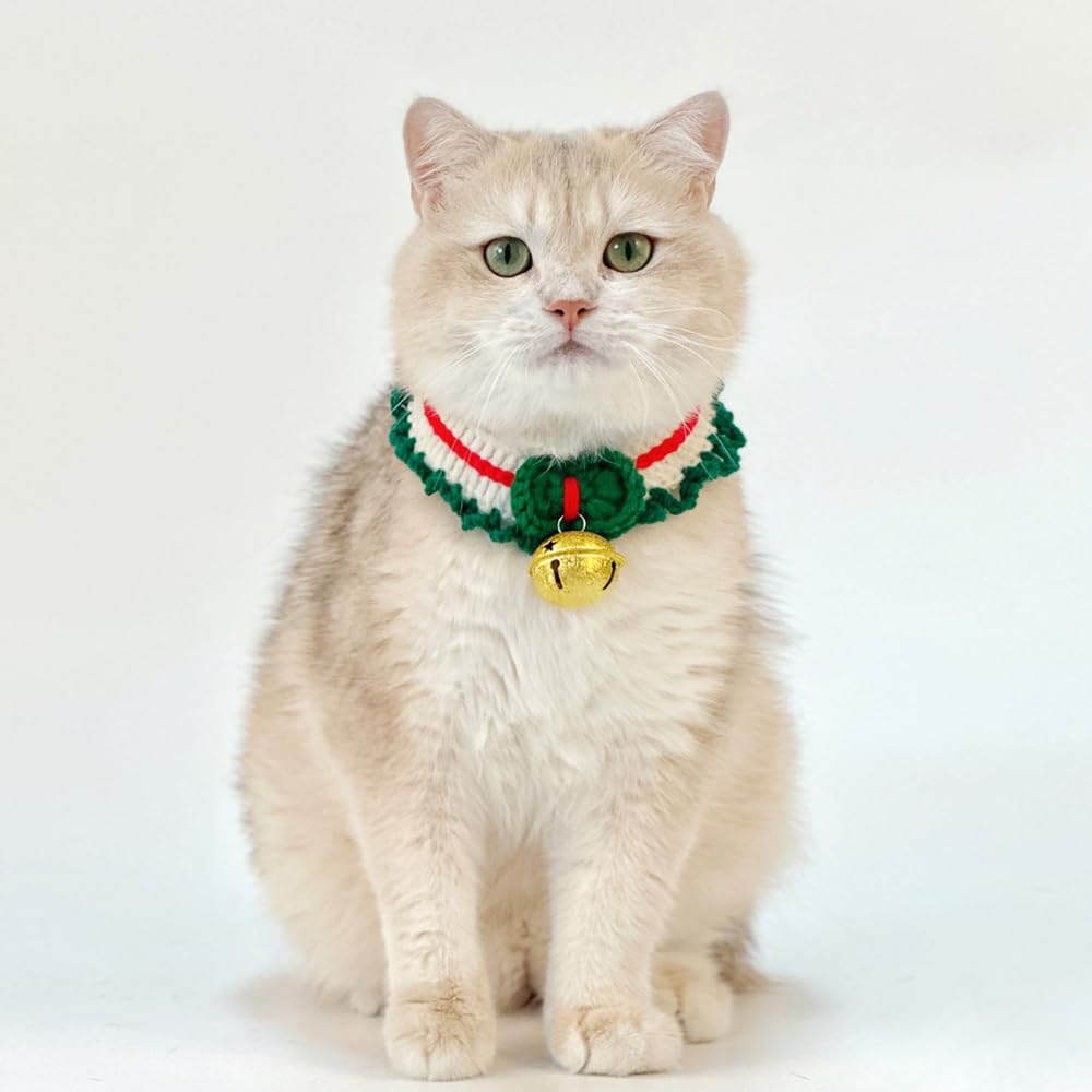 Cat Halloween Costume &Christmas Cat Collar with Bells-L