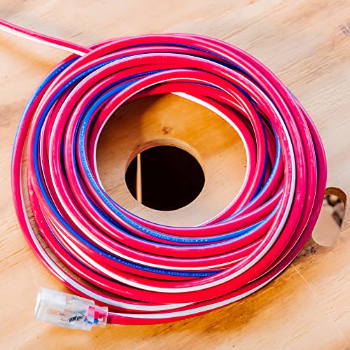 Southwire Heavy Duty Extension Cord, 50Ft, 12 Gauge, 3 Conductor, Outdoor Cord, Lighted End, SJTW, Red/White/Blue, 2548SWUSA1