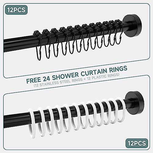 Shower Curtain Rod, L Shaped Black Shower Rods, Stainless Steel Corner Shower Rod 29-41 × 29-41 inch, Free 18 Rings, No Driilling Install, for Bathroom, Clothing Store, Private Space