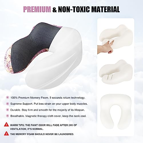 Cirorld Neck Pillow for Travel, Memory Foam Travel Pillow with Hood, Adult Airplane Pillow for Head Rest Neck Support, Portable Pillow for Office Cars Trains Long Flights Sleeping (Black)