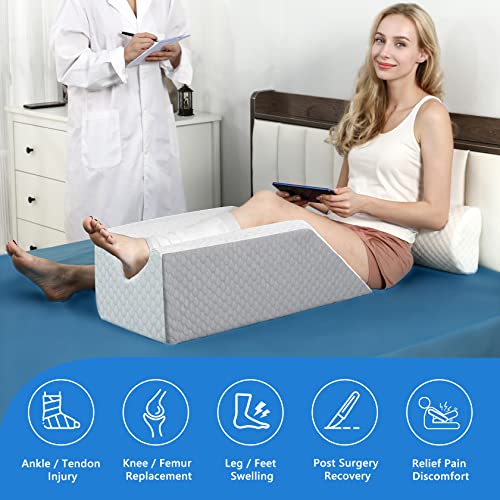 Forias Leg Elevation Pillows for After Surgery, Injuries or Rest, Memory Foam Leg Pillows for Sleeping Leg Elevating Pillow Wedge Pillow for Sciatica Back Knee Hip Ankles Pain Relief