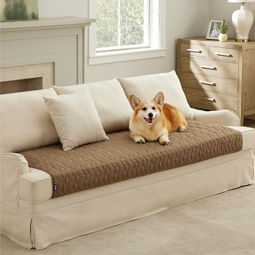 Bedsure 100% Waterproof Couch Cover for Dogs Washable - Non Slip Waterproof Dog Blanket for Couch Sofa, Lightweight Furniture Protector Durable for Pet Cat Puppy with Non-Slip Bottom, Brown, 40x50IN