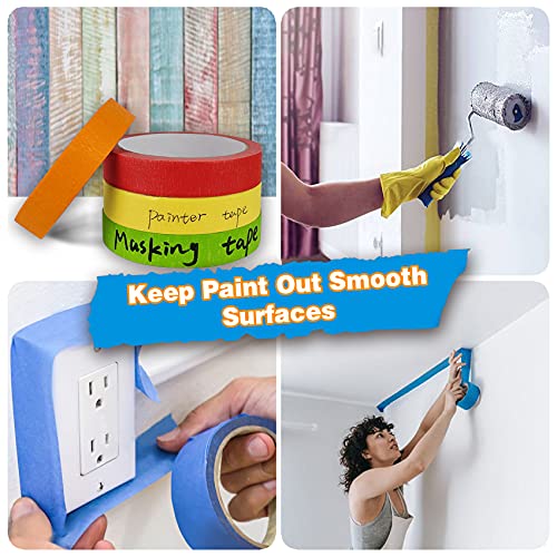 8Rolls Thin Painters Tape Total 176yards 1/8, 1/4, 1/2 inch Width Painter Tape Paint Tape masking Tape Pinstriping Tape, DIY Art TapeSmart Selection, 3" Large Core Easy to Work for Big Projects