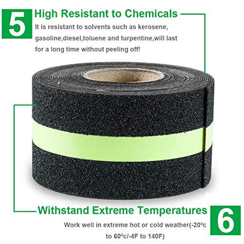 RELIANCER Anti Slip Safety Grip Tape 2inx60ft Non Skid Tread Safety Tape with High Traction Grit Yellow & Black Marking Self-Adhesive Tape Hazard Caution Warning Tape for Stairs Steps Deck