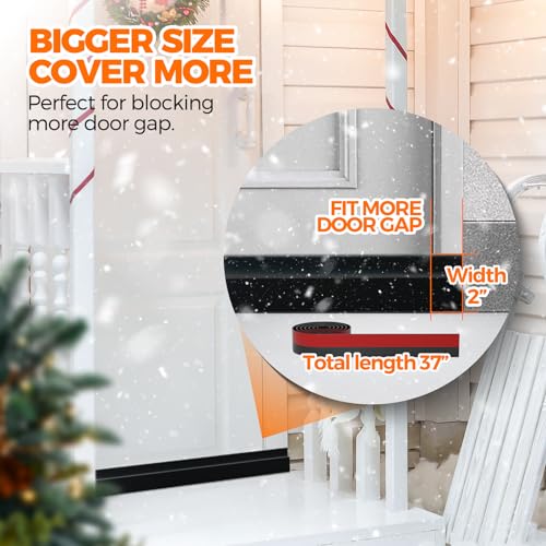 Holikme 2 Door Draft Stopper Under Door Draft Blocker Insulator Door Sweep Weather Stripping Noise Stopper Strong Adhesive White