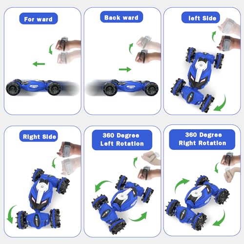 Amphibious Remote Control Car RC Boat - 4WD Gesture RC Stunt Car 2.4 GHz Transforms Waterproof Vehicle Toys for 6-8 Year Old Boys,All Terrain Summer Beach Pool Toys for Kids Ages 5-7 6-8 8-13