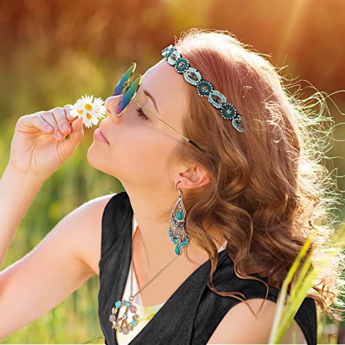 6 Pcs 60s 70s Outfits for Women Hippie Costume Accessories Fringe Vest Sunglasses Necklaces Earring Headband(Black,Small)