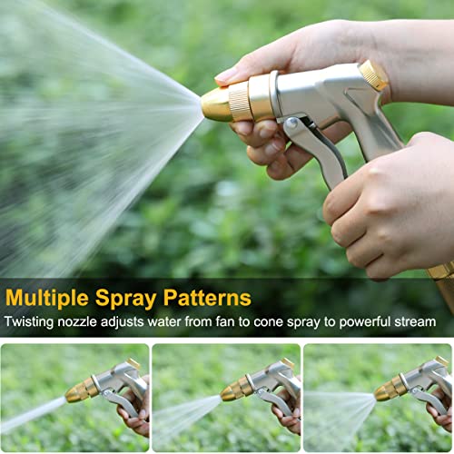 FANHAO Heavy Duty Fireman's Hose Nozzle, Metal Water Nozzle with 8 Spray Patterns,High Pressure Garden Hose Sprayer with Lever Control and Non-Slip Grip to Water Plants & Lawns, Wash Cars & Clean