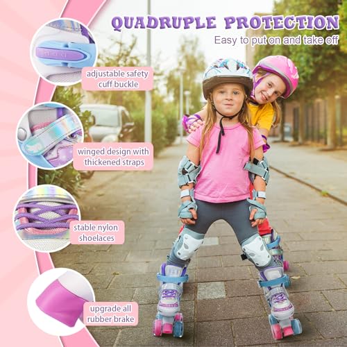 Kids Roller Skates Girls Ages 3-12, Toddler Roller Skates for Boys, 4 Size Adjustable Roller Skates for Beginners