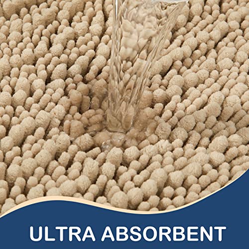 Arotive Luxury Chenille Bathroom Rug Mat, Extra Soft Thick Absorbent Shaggy Bath Rugs, Non-Slip Machine Wash Dry Plush Bath Runner Mat for Bathroom, Shower, and Tub (60"x24", White)