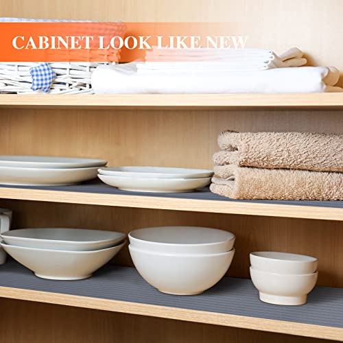 Mcrbeay Shelf Liners for Kitchen Cabinets, 10Inch x 5Ft, Non Adhesive Shelf Liner, Non-Slip Kitchen Drawer Liners, Waterproof Durable Cabinet Liners for Shelves, Refrigerator, Pantry, Dark Gray